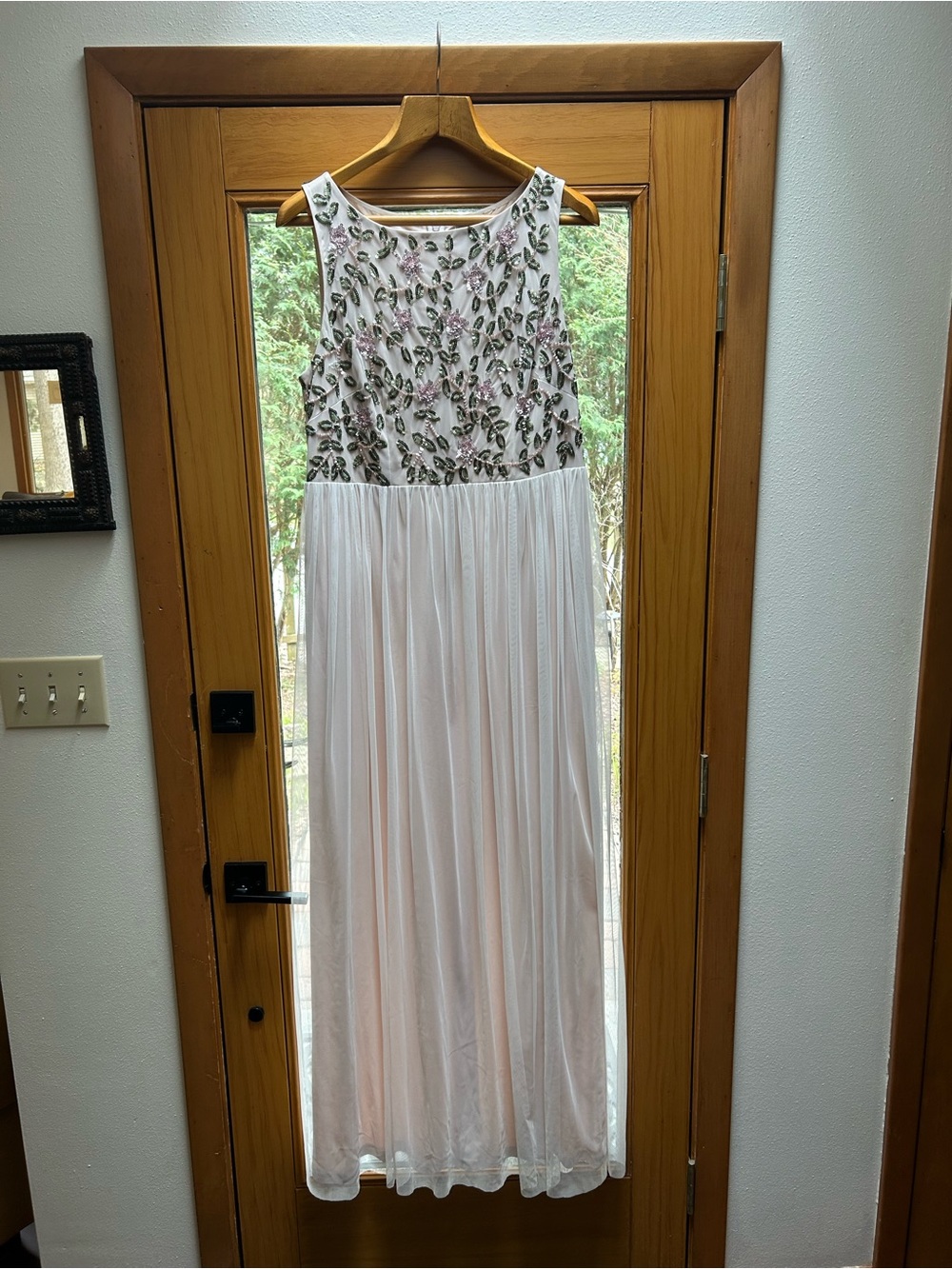 Adrianna Papell blush beaded gown size 16